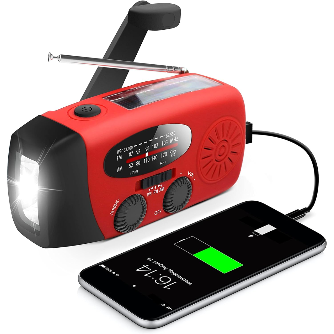Emergency Radio - Hand Crank, Solar & USB Charging