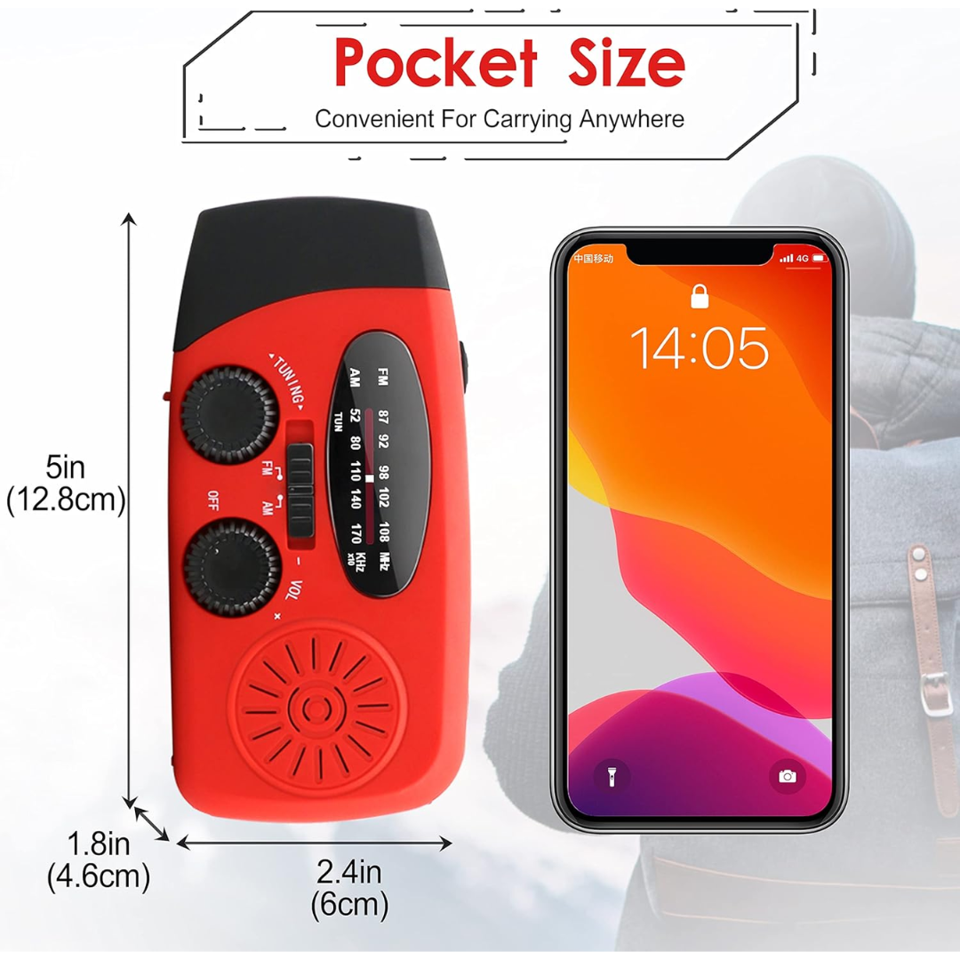 Emergency Radio - Hand Crank, Solar & USB Charging