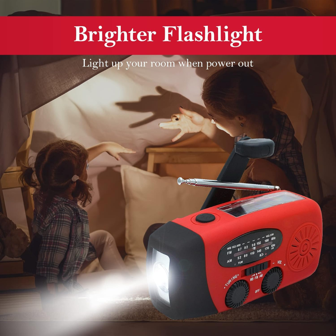 Emergency Radio - Hand Crank, Solar & USB Charging