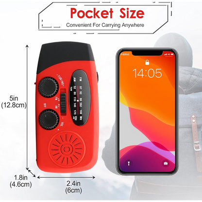 Emergency Radio - Hand Crank, Solar & USB Charging